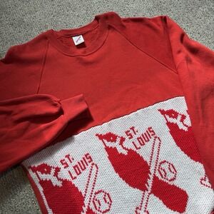 VTG Jerzees USA Reworked St Louis Cardinals Patchwork Sweatshirt Sweater Red XXL